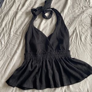 Black peplum halter